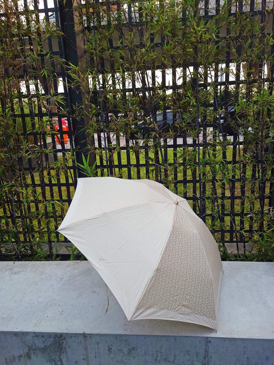 中古美品 CELINE 米色 凯旋门老花 双人折叠雨伞 雨遮 附保护套 - 其他 - 防水材质 黑色