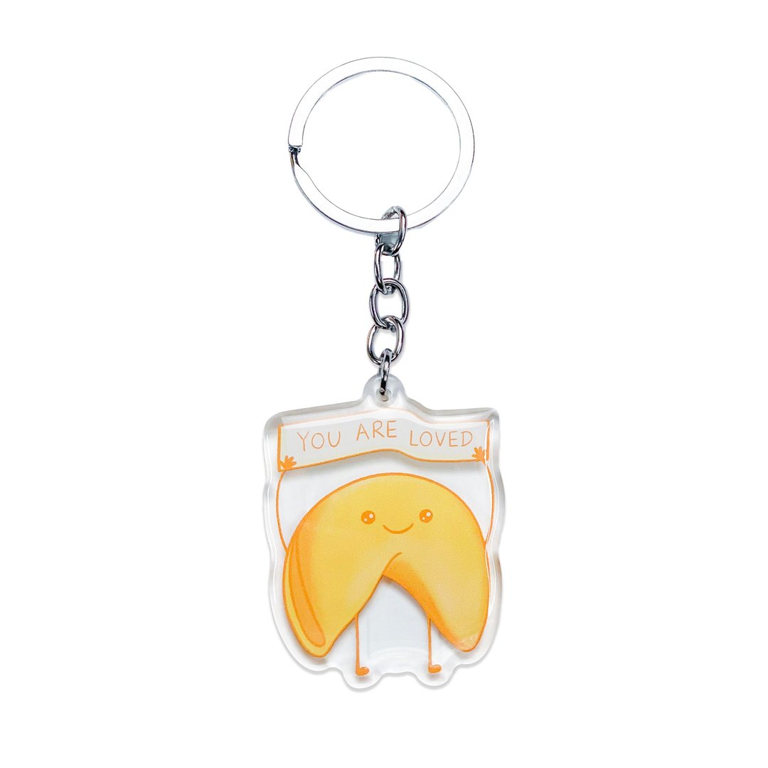Fortune Cookie Good Luck Acrylic Keychain, Double Sided Epoxy Charm, Kawaii Cute - 钥匙链/钥匙包 - 压克力 