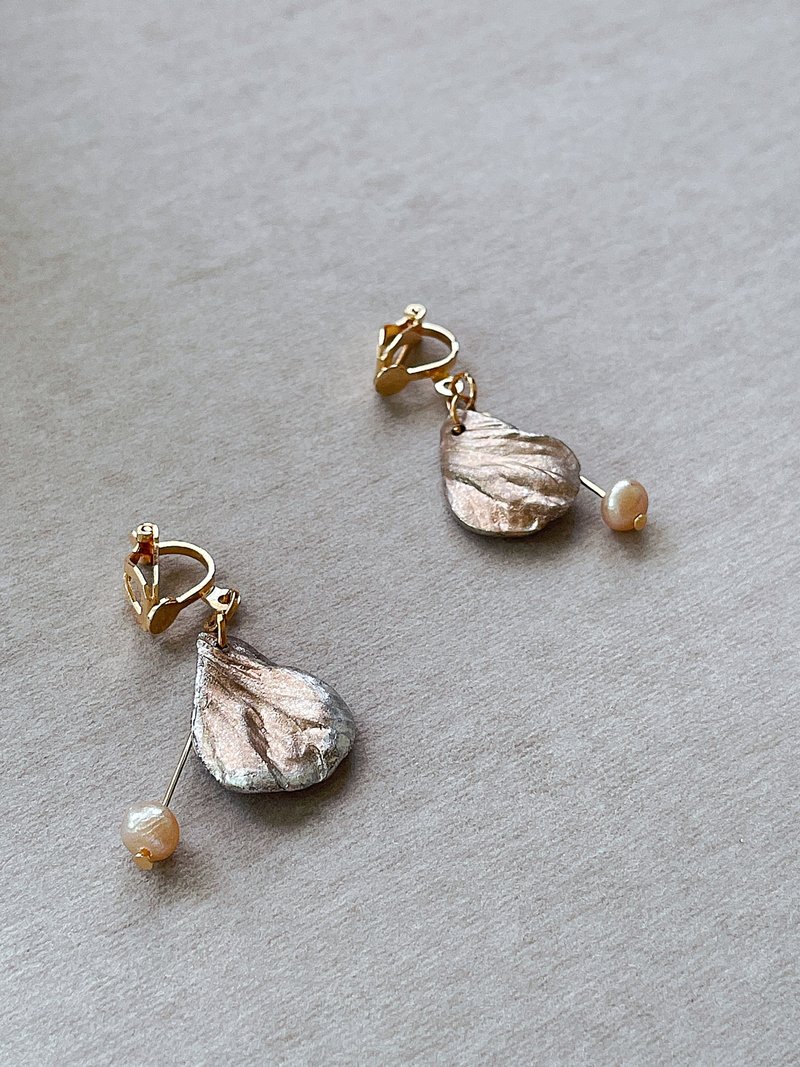 -珍珠花瓣系列 /*6色*陶制耳夹 - 耳环/耳夹 - 陶 