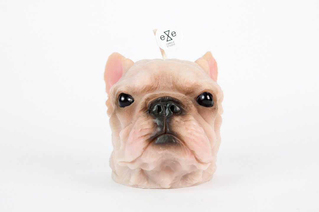 彩绘版法国斗牛犬 狗造型蜡烛 French Bulldog Candle Painted - 蜡烛/烛台 - 蜡 多色