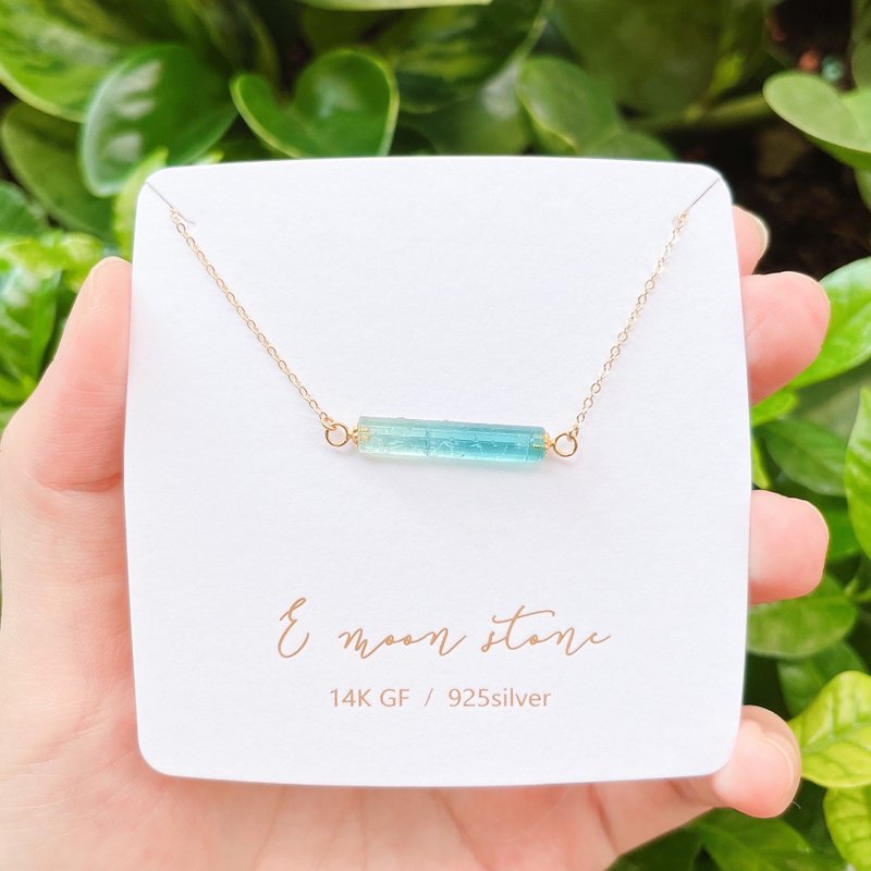 稀有帕拉伊巴蓝 碧玺原石矿标项链 14K - 项链 - 半宝石 蓝色