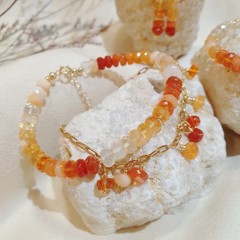 非洲天然火蛋白 设计款饰品 澳宝 欧泊 Fire Opal - 手链/手环 - 水晶 红色