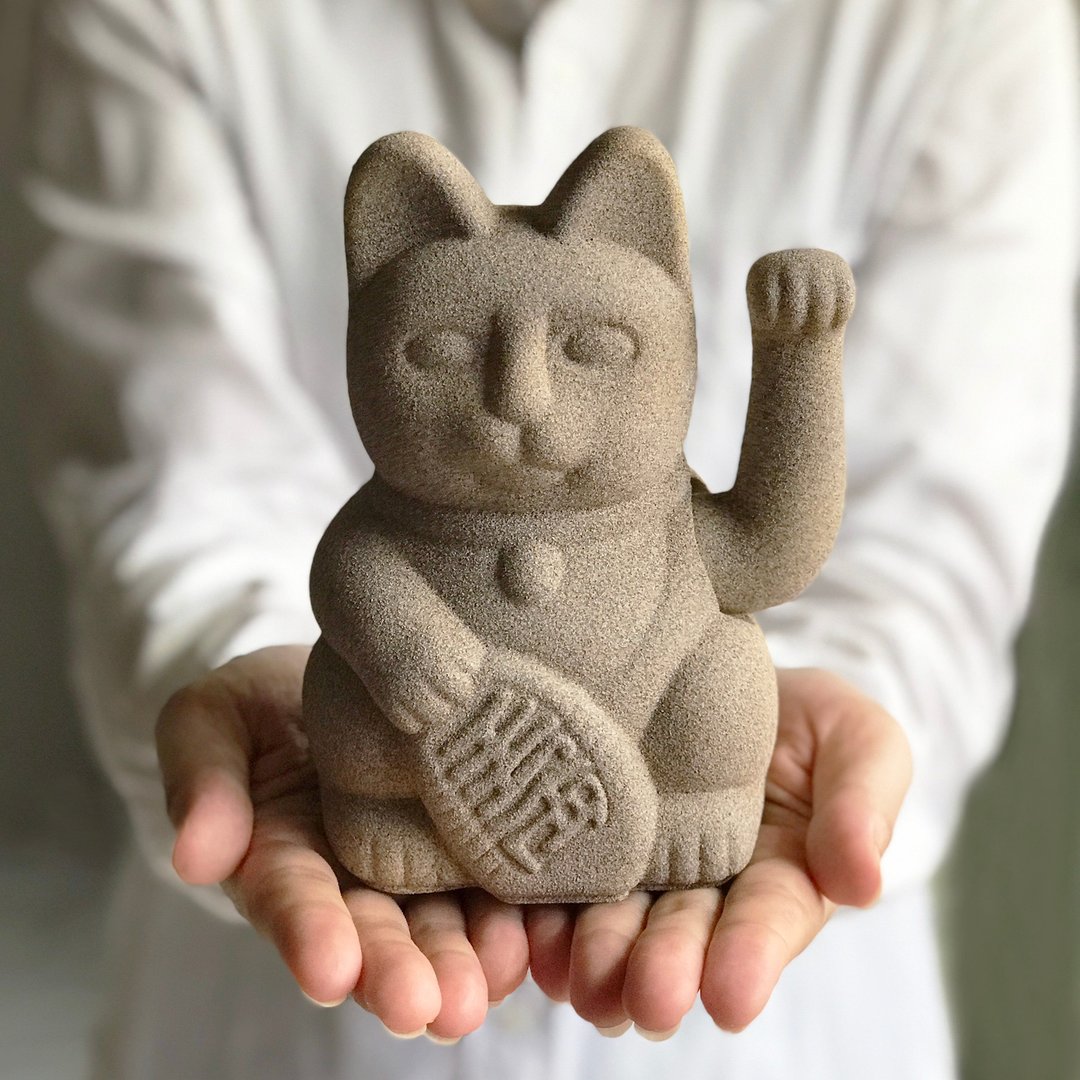 【石材系列】石来运转 招财猫 (奶茶色) - 摆饰 - 石头 卡其色