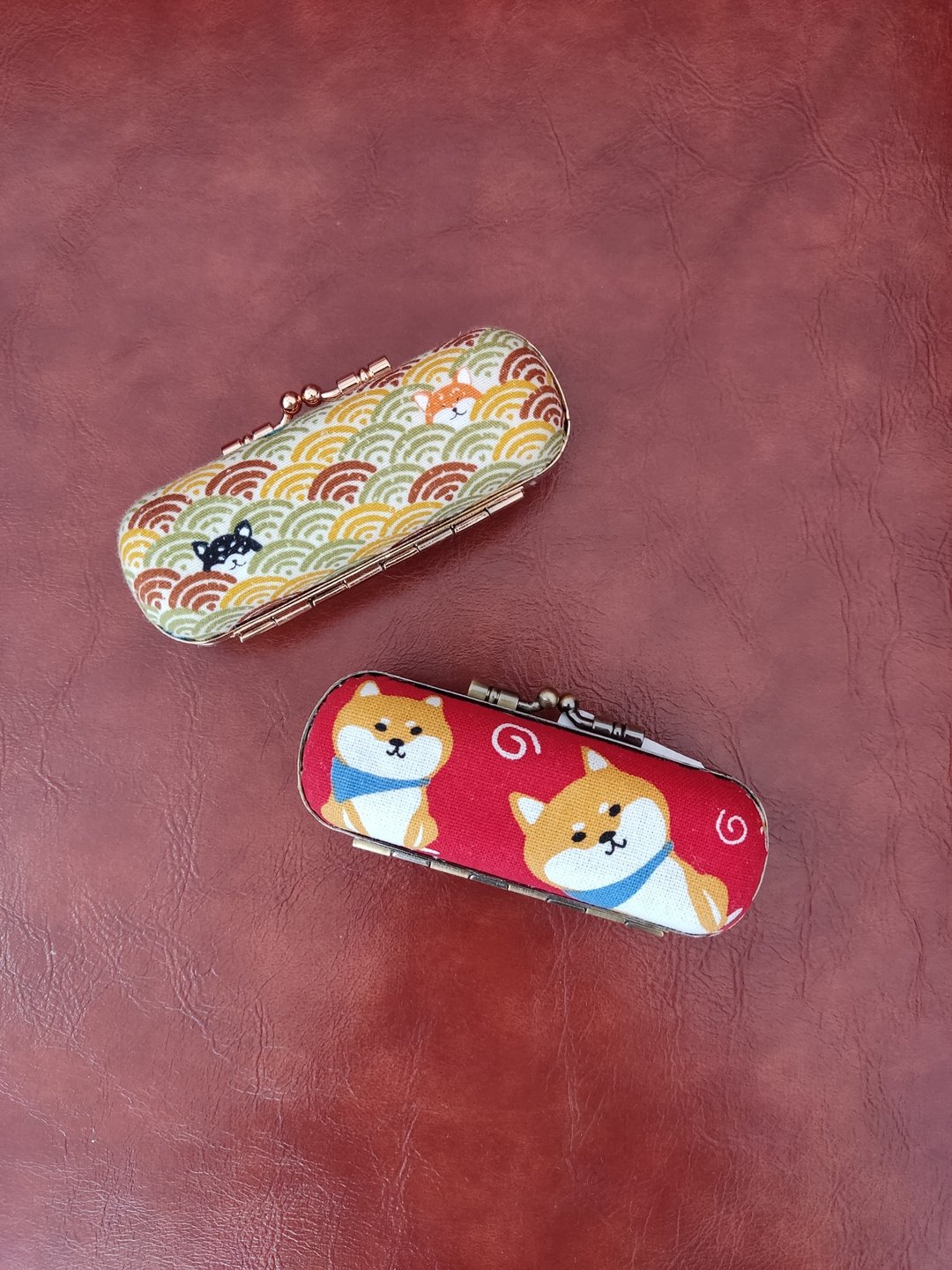 口金印章盒/红柴犬/海浪柴犬 - 收纳用品 - 棉 