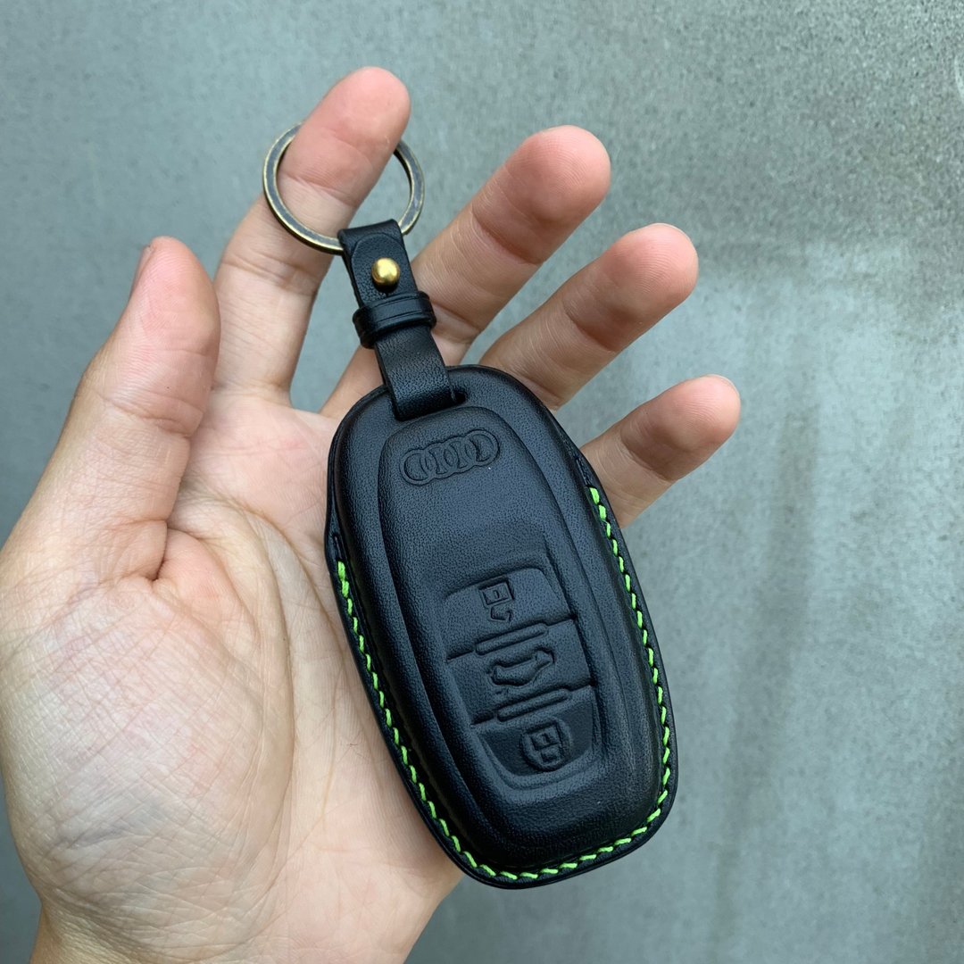 Audi 奥迪 Buttero 汽车钥匙皮套 A6 Q5 Q7 A8 R8 RS TT e tron - 钥匙链/钥匙包 - 真皮 蓝色