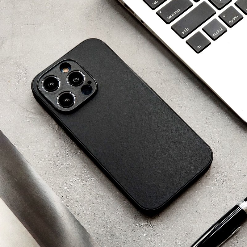 【玄黑】iphone16pro手机壳真皮15max苹果保护套14plus后盖13全包 - 手机壳/手机套 - 真皮 黑色
