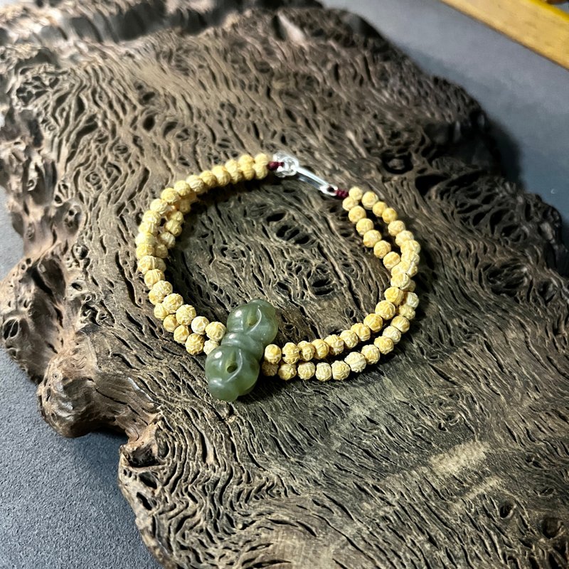极细金刚菩提和田玉金刚铃手链 小金刚菩提八方来财手串 定制礼物 - 手链/手环 - 玉石 