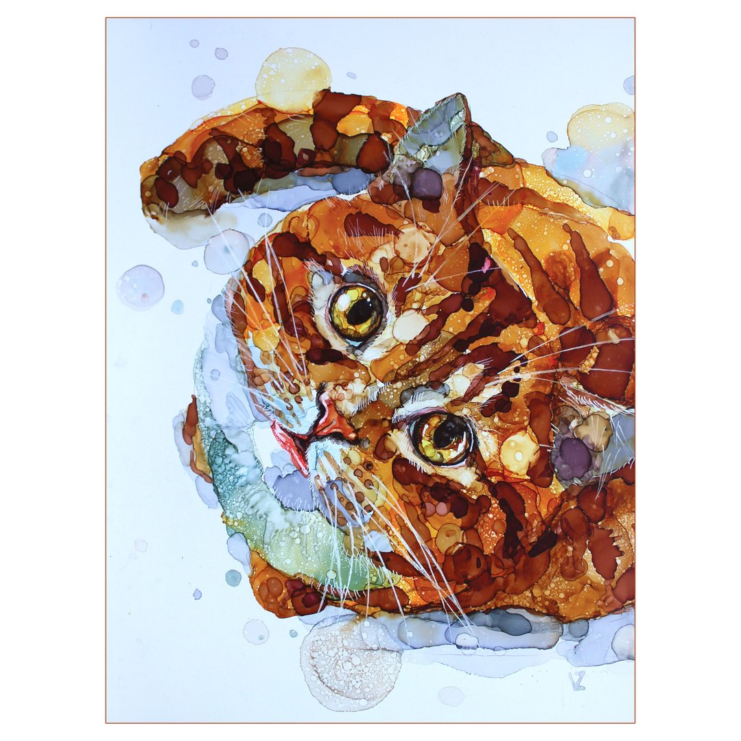 猫咪肖像画 原创美丽的猫咪个性化的宠物肖像画 - 墙贴/壁贴 - 其他材质 橘色