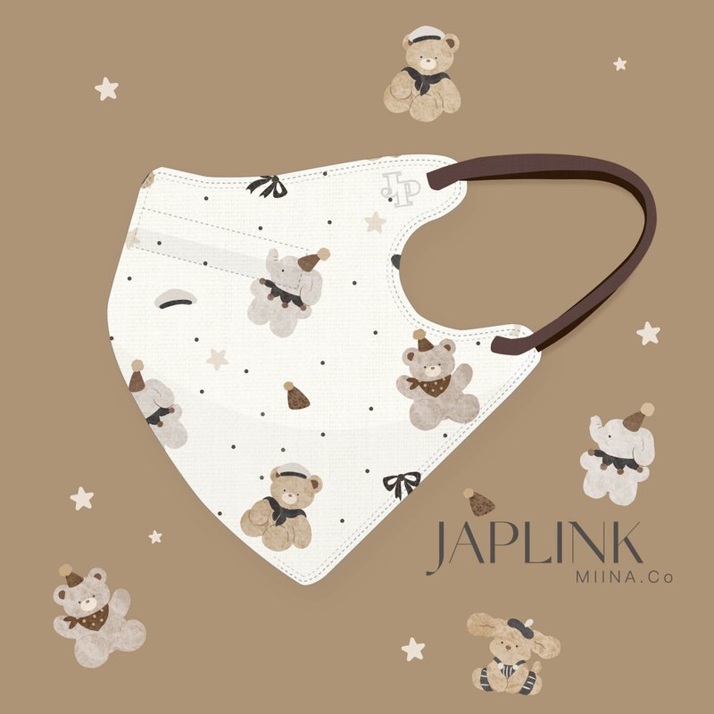 【标准】JAPLINK HEPA 高科技水驻极 立体医疗口罩- 布偶熊熊 - 口罩 - 聚酯纤维 咖啡色
