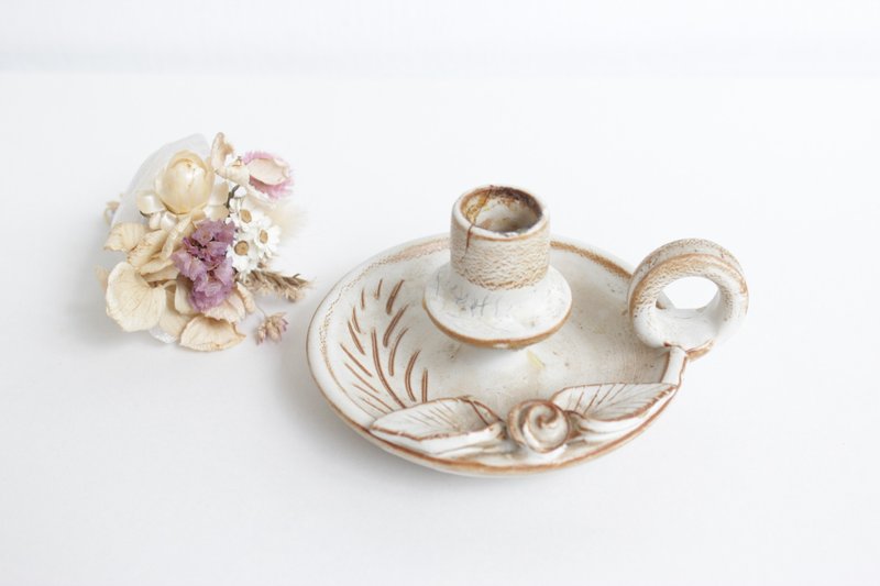 【好日恋物】德国VINTAGE 手作陶捏烛台 - 蜡烛/烛台 - 陶 咖啡色