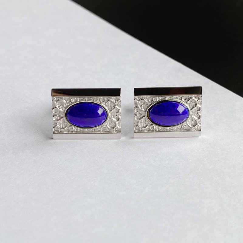 Suehiro [Navy Blue] Cloisonne Cufflinks Cufflinks Pure Silver Cloisonne Cloisonne - 袖扣 - 其他材质 蓝色