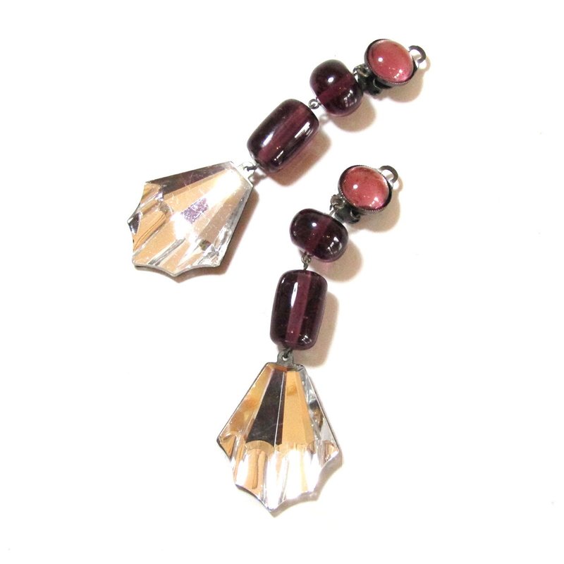 Yves Saint Laurent 罗伯特·古森 风格 古董装饰艺术 设计 垂坠 耳环 - 耳环/耳夹 - 其他金属 紫色