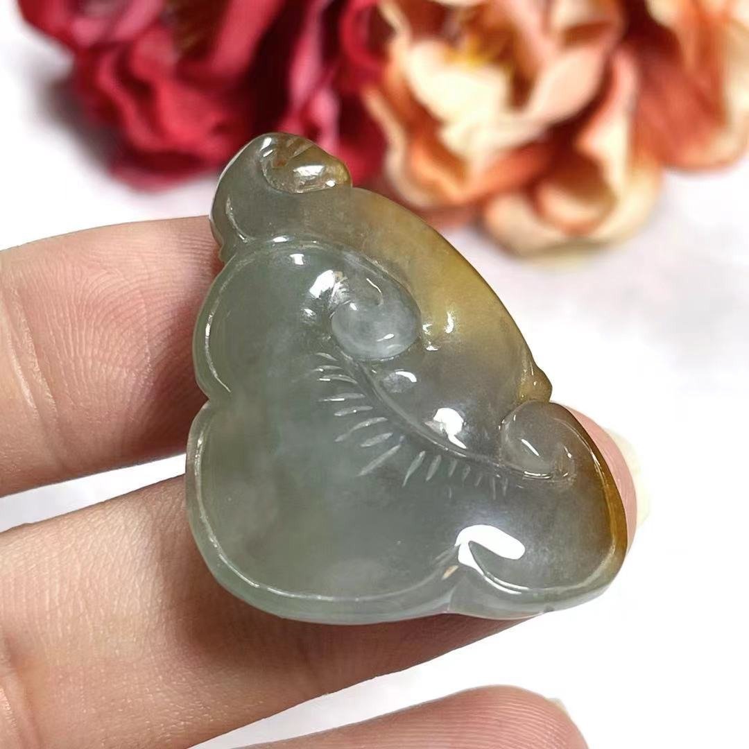 多宝晶石/天然翡翠A货如意/老坑冰种/福寿如意/手工雕刻/附证书 - 项链 - 玉石 透明