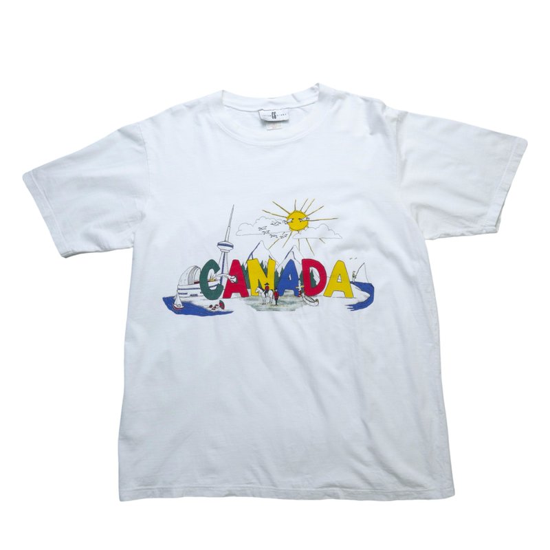 90s Canada彩色字母tee 古着T-Shirt - 男装上衣/T 恤 - 其他材质 白色