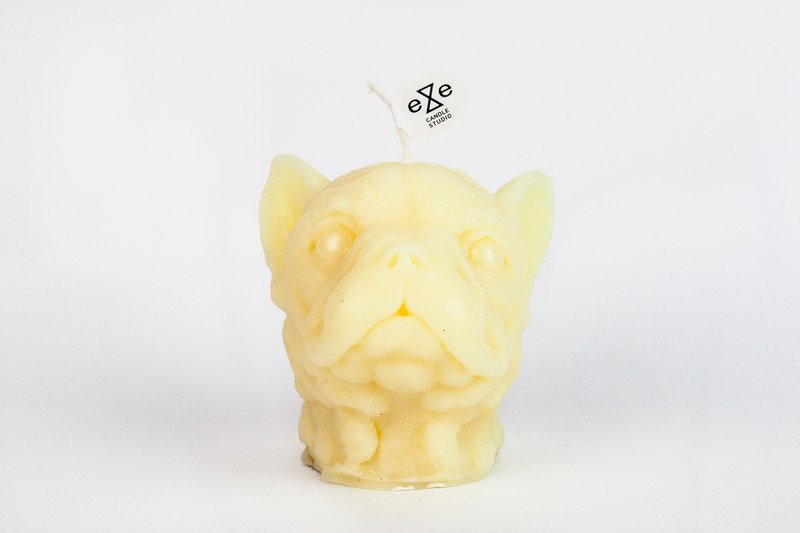 法国斗牛犬 狗造型香氛蜡烛  French Bulldog Candle - 蜡烛/烛台 - 纸 黄色