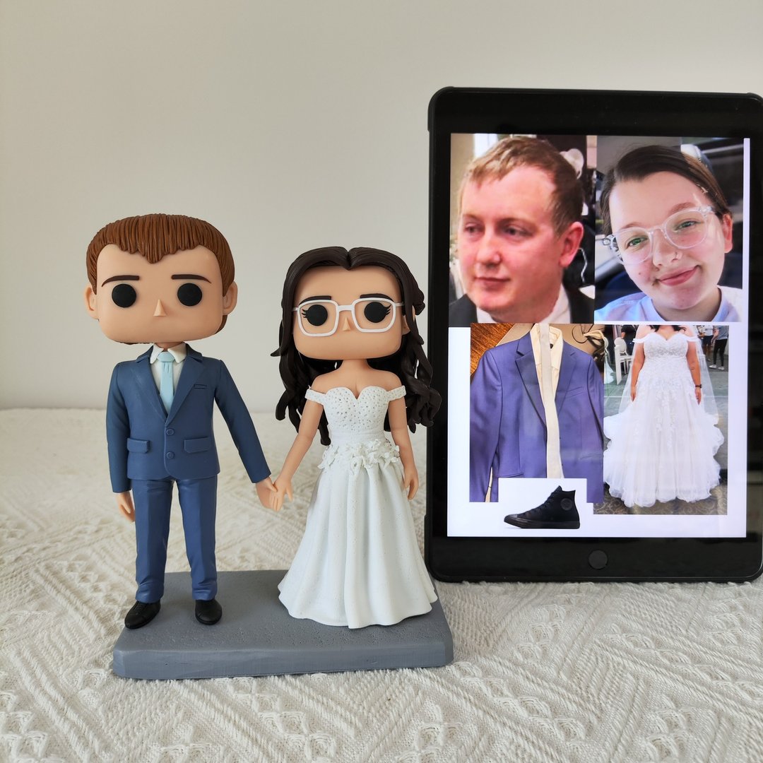 纯手工定制美国Funko Pop 自画像公仔情侣父母夫妻结婚周年礼物 - 玩偶/公仔 - 粘土 多色