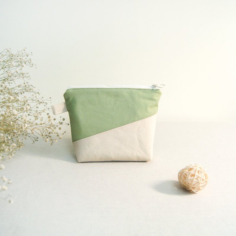 现货夏末酪梨系列手作化妆包收纳包 - 化妆包/杂物包 - 棉．麻 绿色