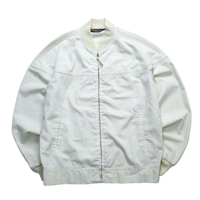 70s Sears 象牙白素面飞行员夹克 防风外套 IDEAL拉链 - 男装外套 - 其他材质 白色