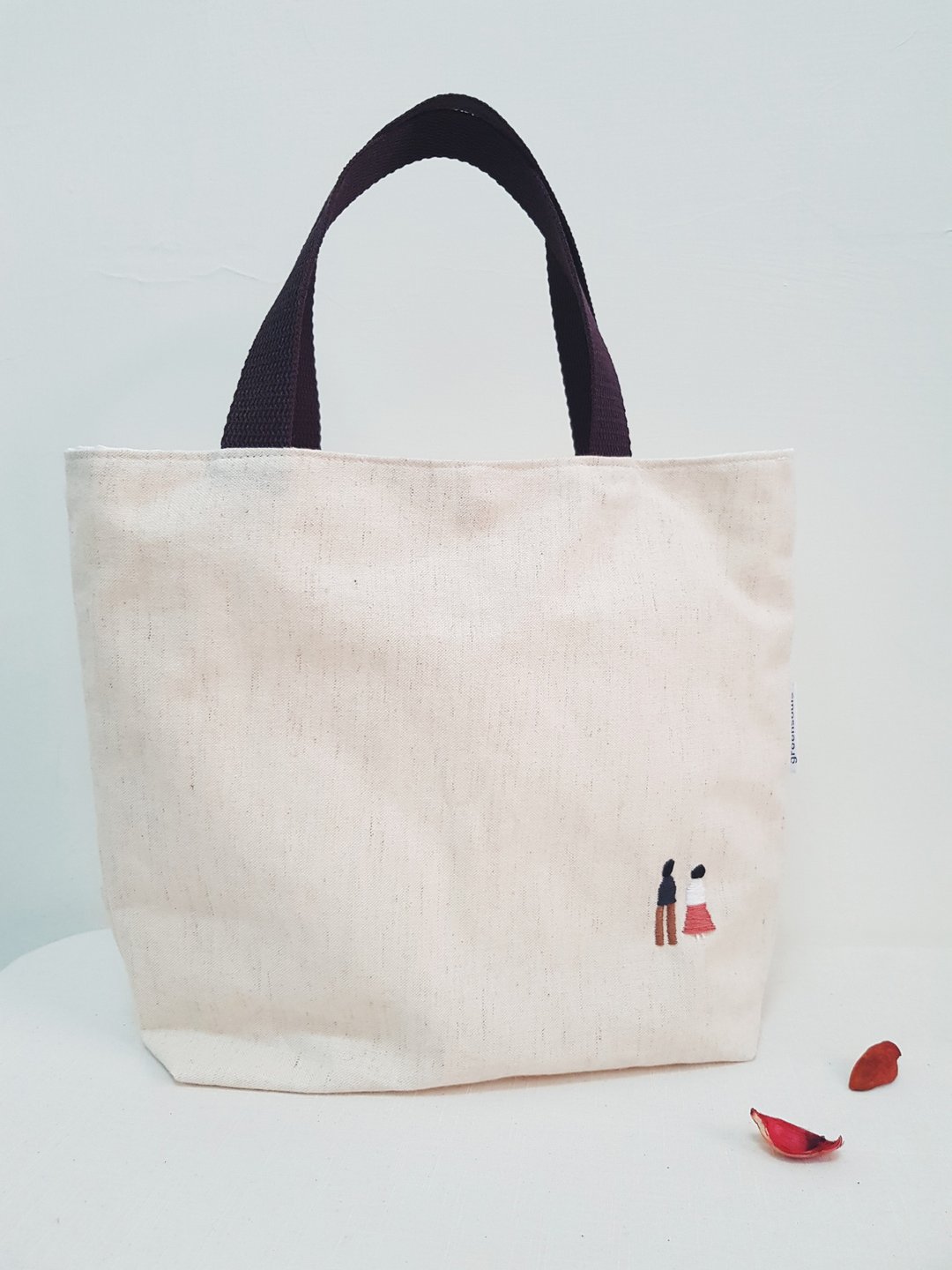 Be Old Together 手刺绣手提包 02 - 手提包/手提袋 - 棉 白色