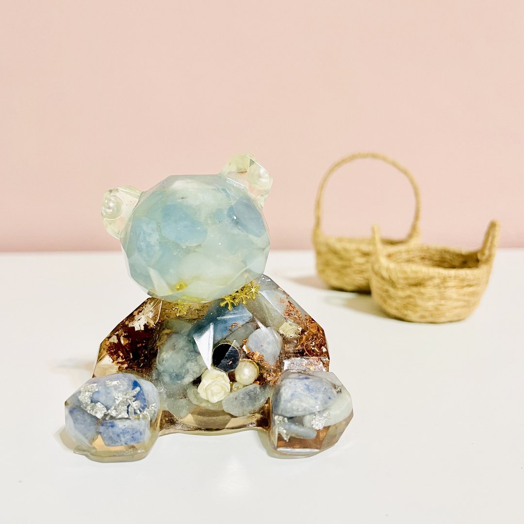 小熊奥刚摆件/疗愈/orgonite - 摆饰 - 半宝石 蓝色