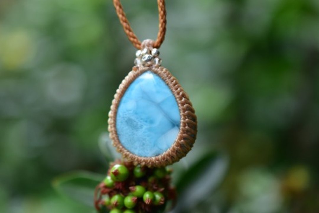 海洋自然之美 Larimar Macrame 吊坠 lary011 - 项链 - 宝石 