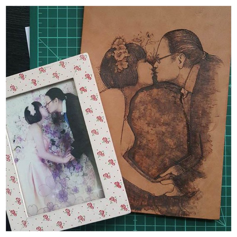 定制化烙画皮雕人物肖像 - 订制画像 - 真皮 