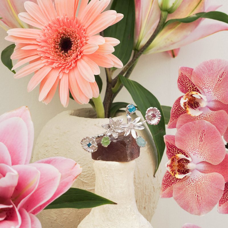 花园戒指 - 戒指 - 半宝石 银色