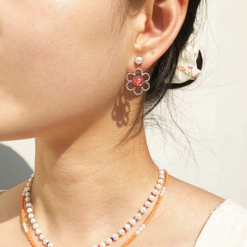Beads & Pearl Errings,Ring SET - 耳环/耳夹 - 玻璃 