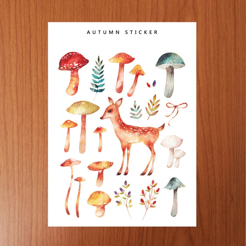 秋季自剪贴纸 蘑菇童话 - 贴纸 - 纸 红色