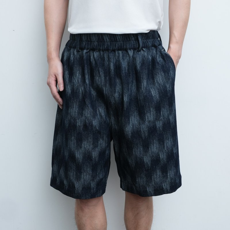 KAIKAI - Insomnia - 渐变拼接牛仔短裤 - 男士短裤 - 棉．麻 多色