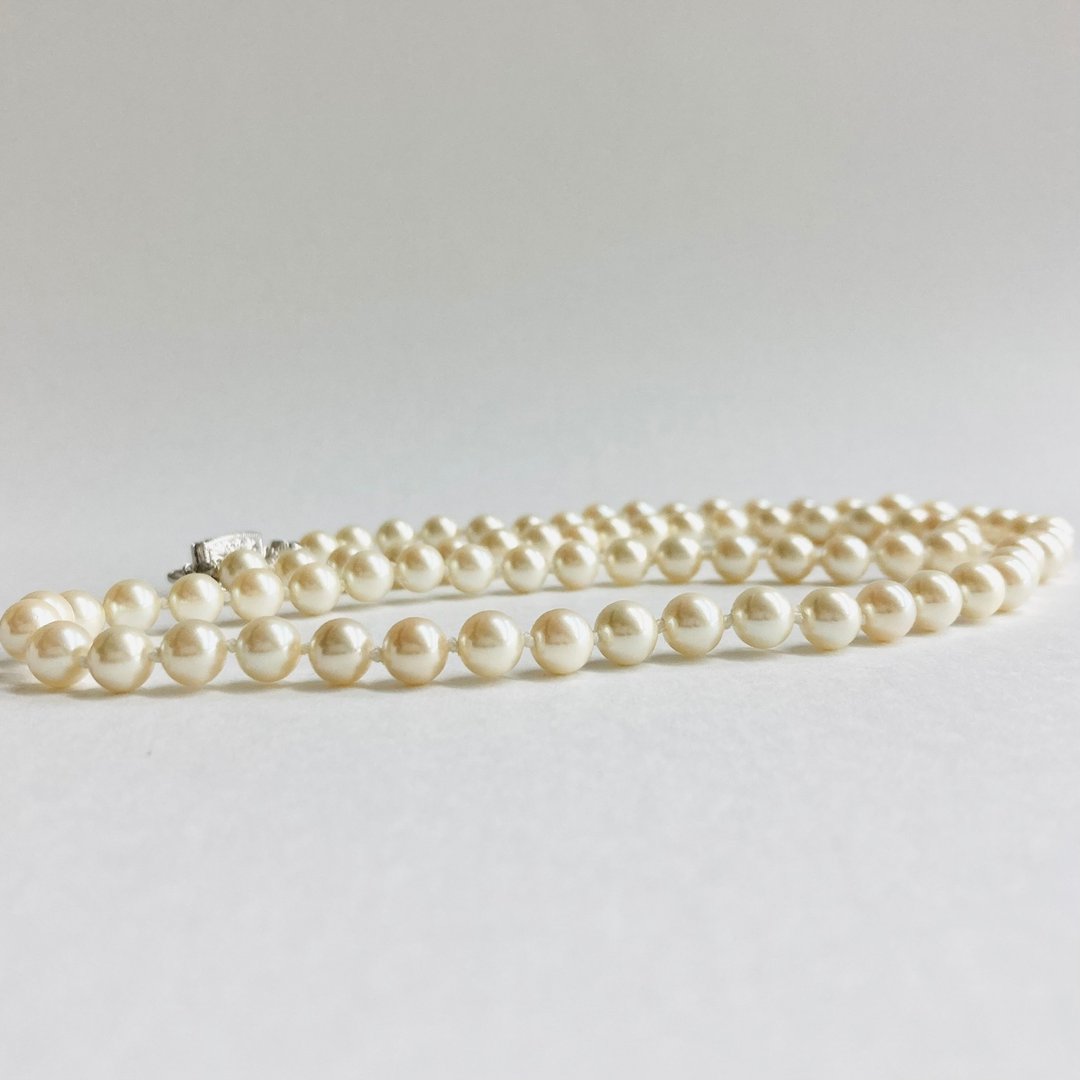 贝珍珠全结式长项链 / 约6.5mm 约60cm / 奶油双色 / R / 日本制造 - 项链 - 贝壳 金色