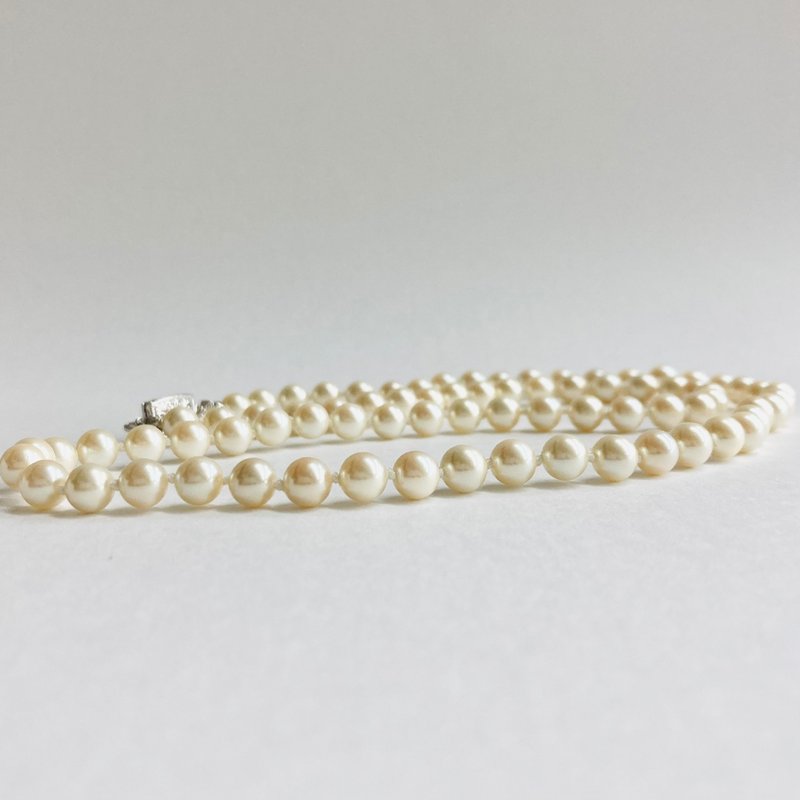贝珍珠全结式长项链 / 约6.5mm 约60cm / 奶油双色 / R / 日本制造 - 项链 - 贝壳 金色