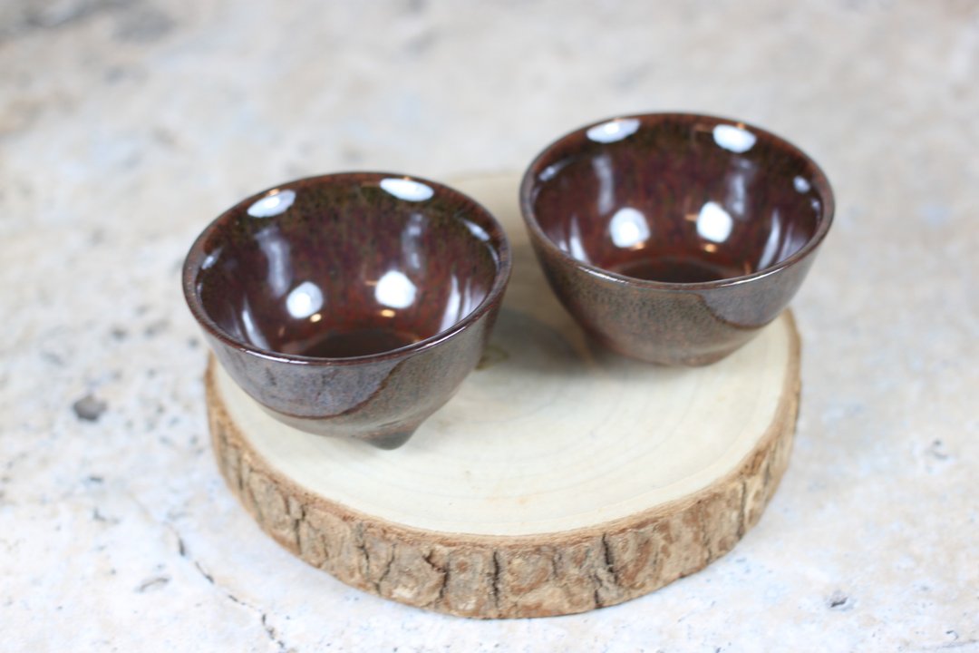 【圣诞礼盒】棕毫 天目 中式小茶杯 对杯 名家叶敏祥作品 - 茶具/茶杯 - 陶 