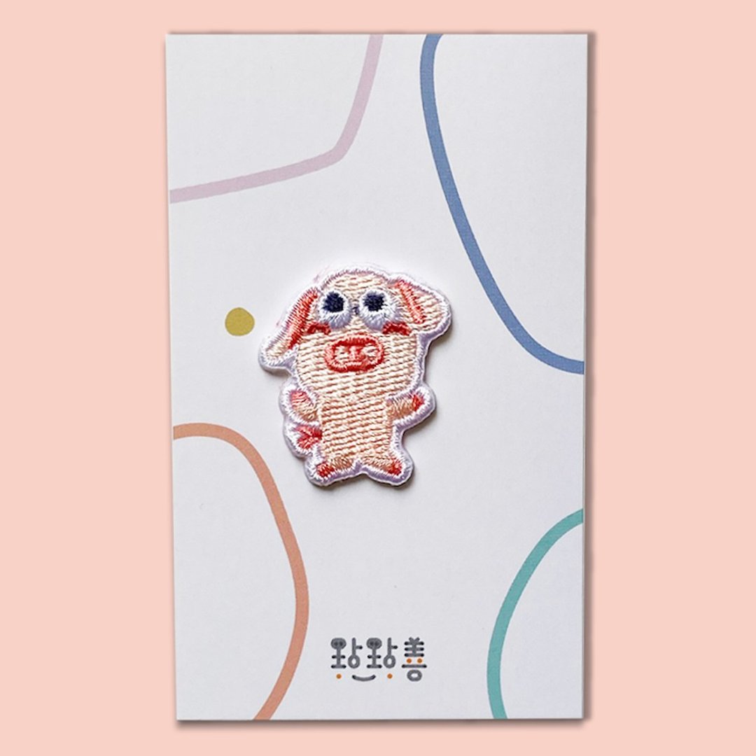 童趣刺绣贴 珠珠 - 徽章/别针 - 绣线 粉红色