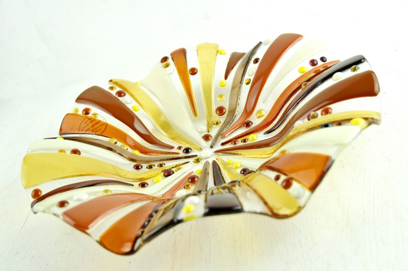 Dessert fused glass modern candy dish - Fused glass art - 碗 - 玻璃 咖啡色