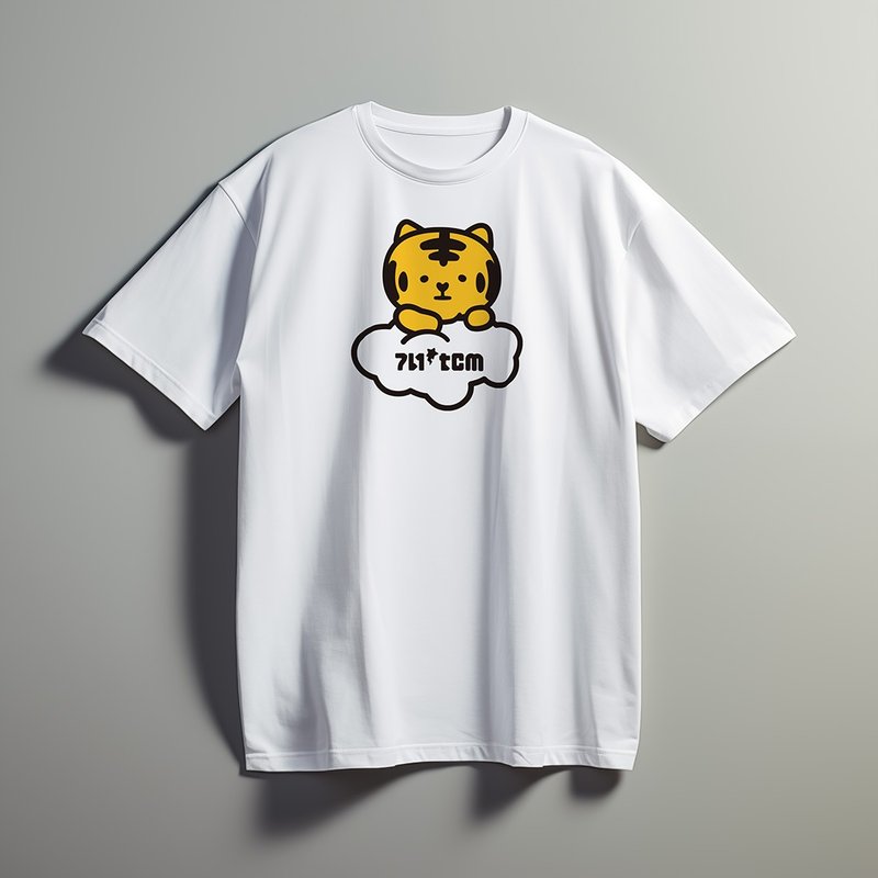 李好(哩虎)系列 | 云朵 | 白色印花T Shirt - 男装上衣/T 恤 - 棉．麻 白色
