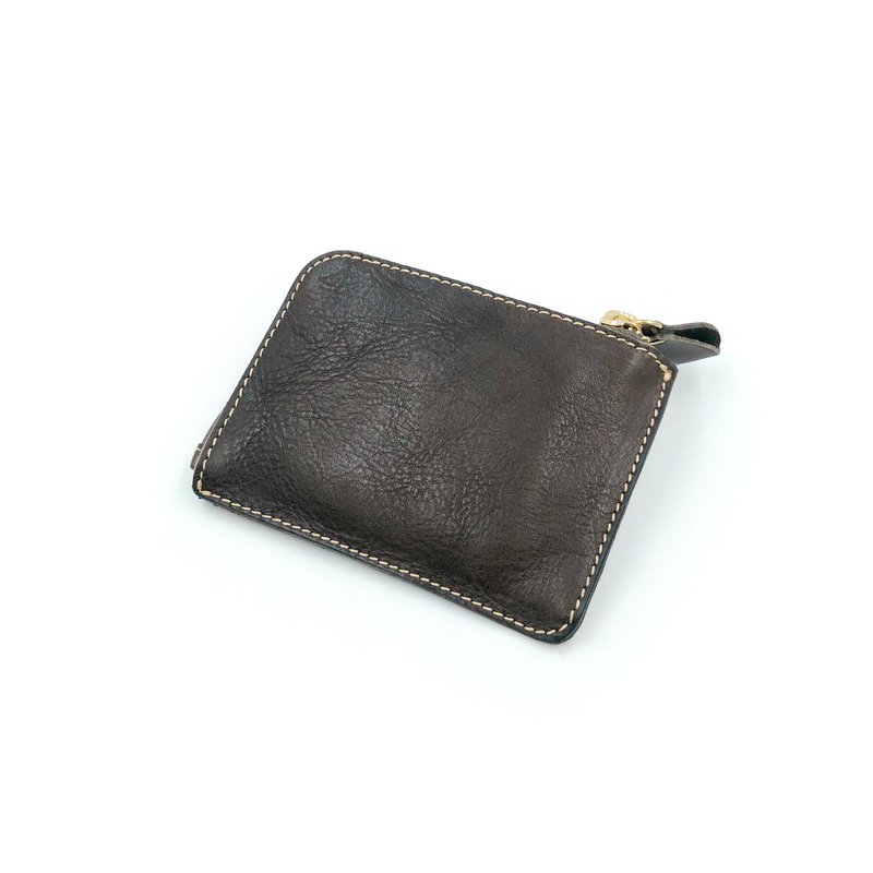 手工植鞣皮革-L拉链包(无钩环款) leather wallet - 皮夹/钱包 - 真皮 绿色