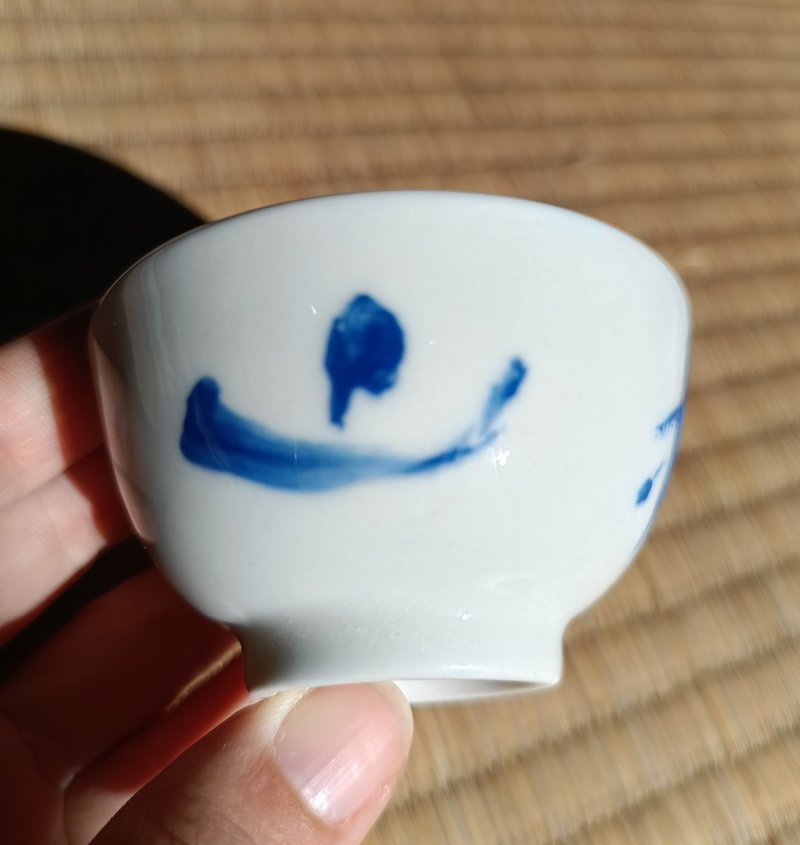 手写手绘白瓷青花杯 - 茶具/茶杯 - 瓷 