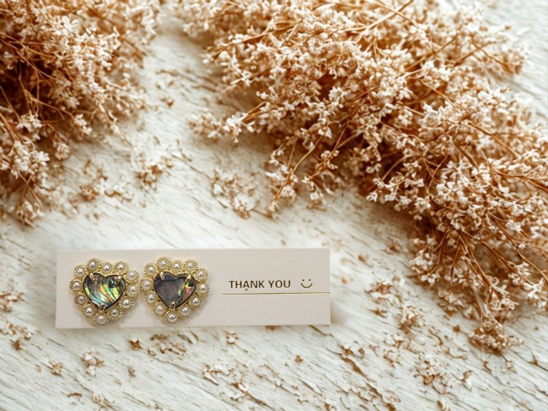 心之遥想 · 鲍鱼壳· 晶石淡水珠耳环 - 耳环/耳夹 - 水晶 紫色