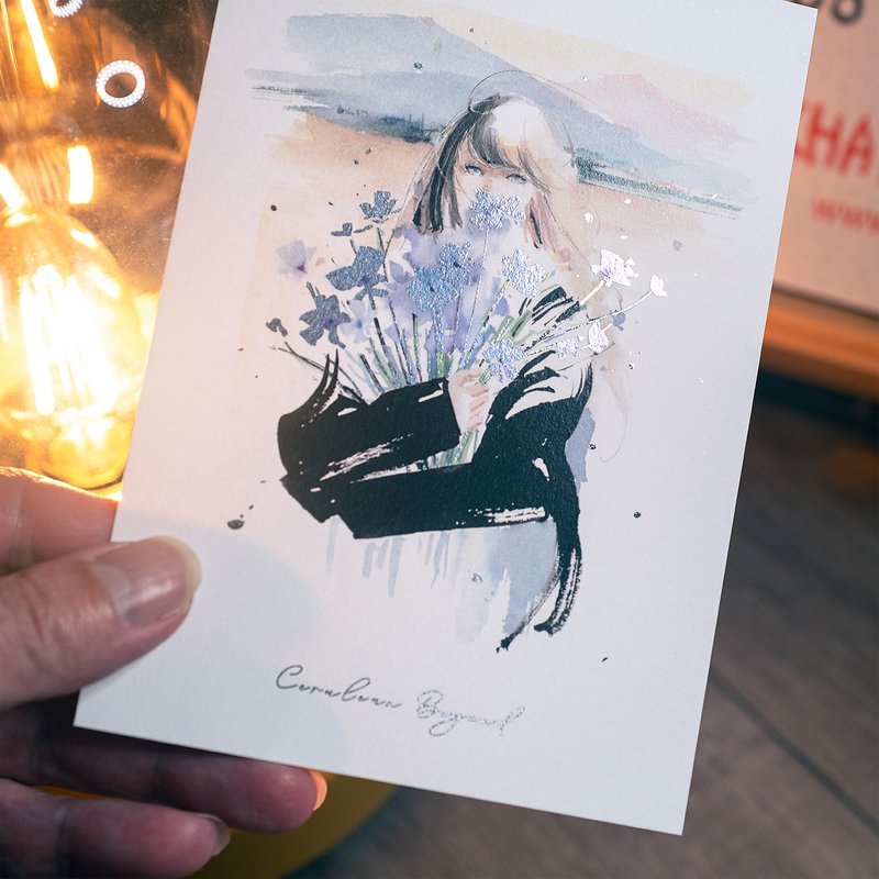 烫金明信片 -【青蓝彼岸】 - 卡片/明信片 - 纸 