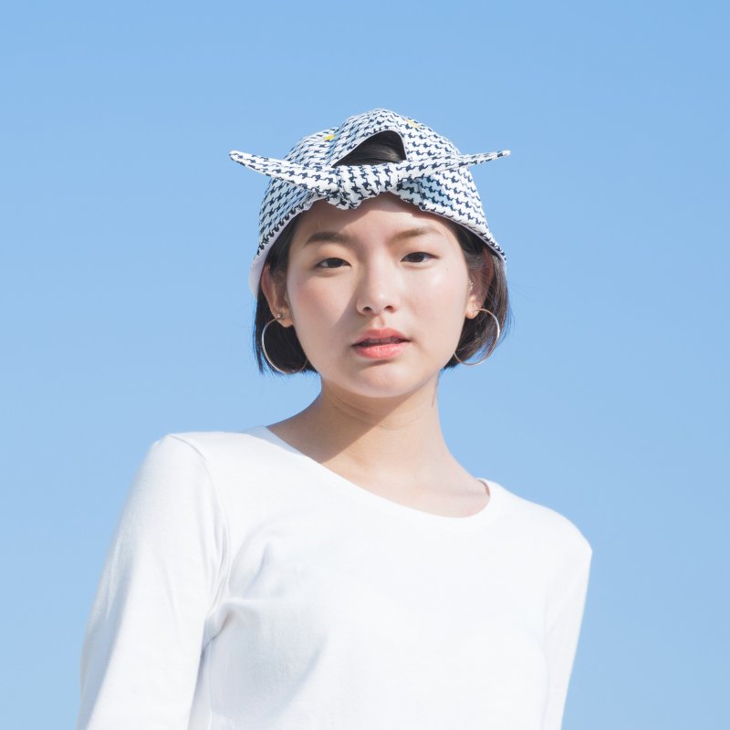 || 头巾鸭舌帽 || 千鸟纹 - 帽子 - 棉．麻 透明