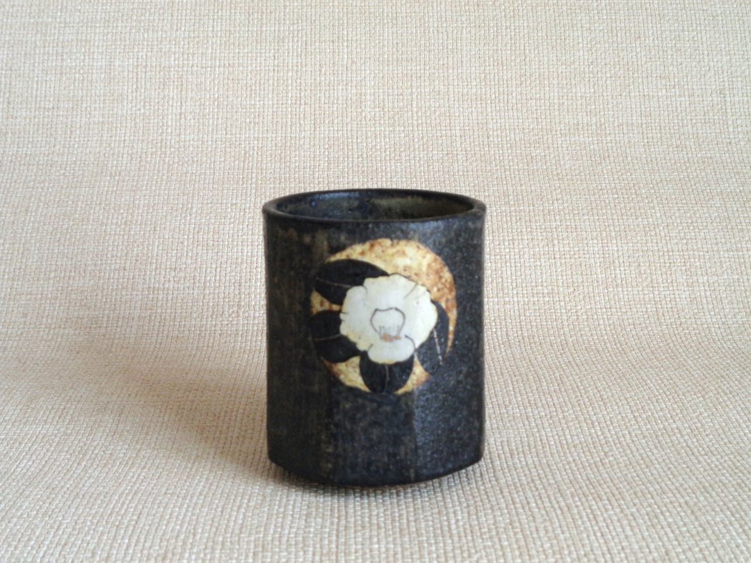 八角汤杯 金银彩白椿b - 茶具/茶杯 - 陶 黑色