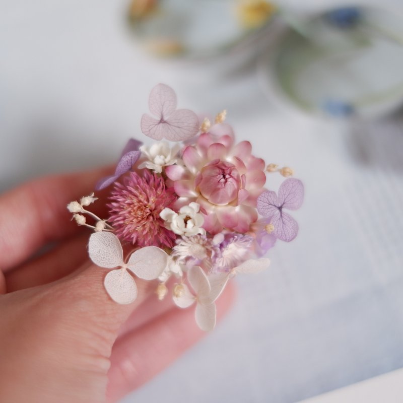 专属订单- 定制 粉紫色系 干燥花 不凋绣球 戒指    For dear stoneshih - 戒指 - 植物．花 粉红色