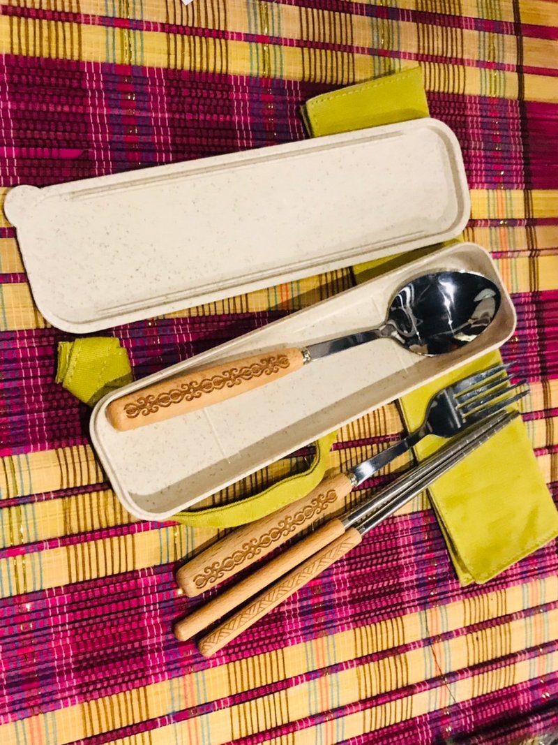 原选良品-烙烧鲁凯族图腾餐具组合 - 餐刀/叉/匙组合 - 其他材质 