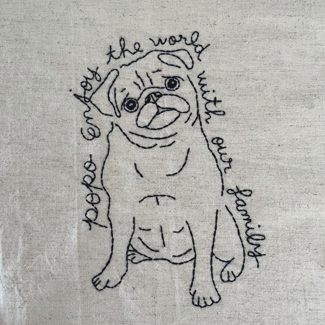 Semi-order   line art embroidery board - 满月礼盒 - 棉．麻 白色