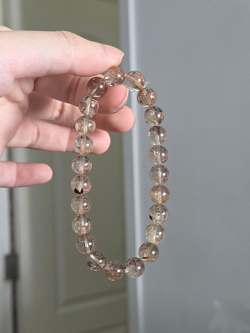 精品 金发共生幽灵 幽灵串发 特殊矿手珠 8MM  正财事业气场 - 手链/手环 - 水晶 金色