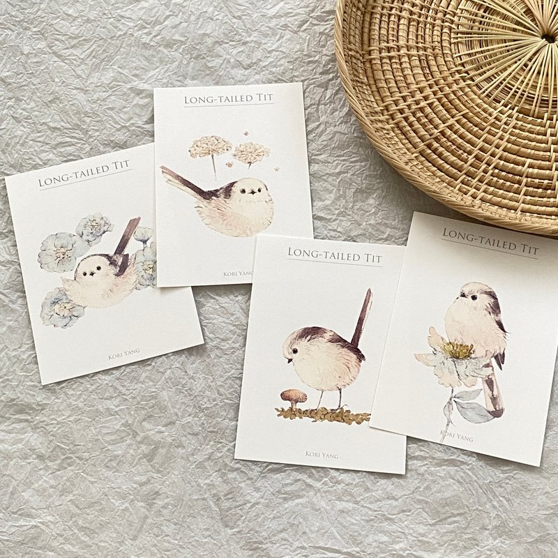 水彩鸟儿明信片 53 银喉长尾山雀 - 卡片/明信片 - 纸 