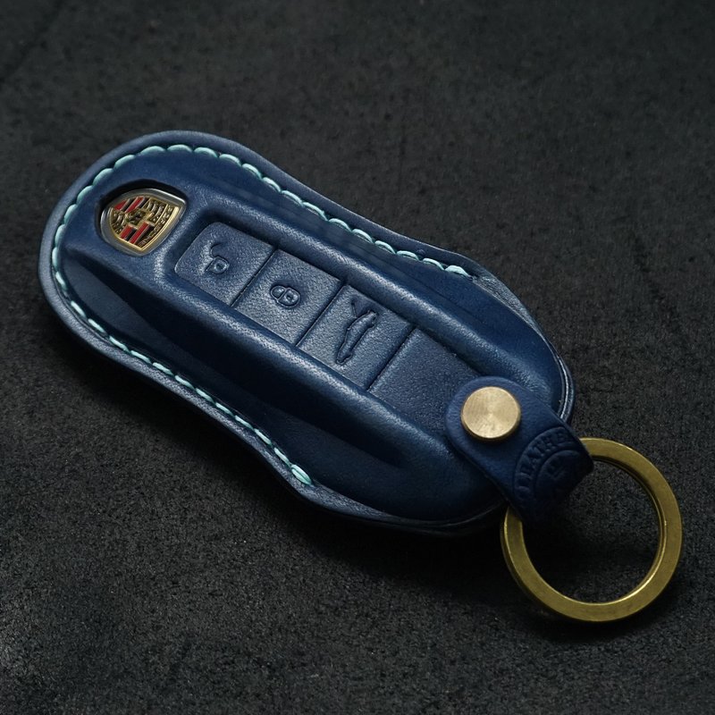 PORSCHE Cayenne Macan Panamera 911 汽车  钥匙 皮套 钥匙包 - 钥匙链/钥匙包 - 真皮 蓝色