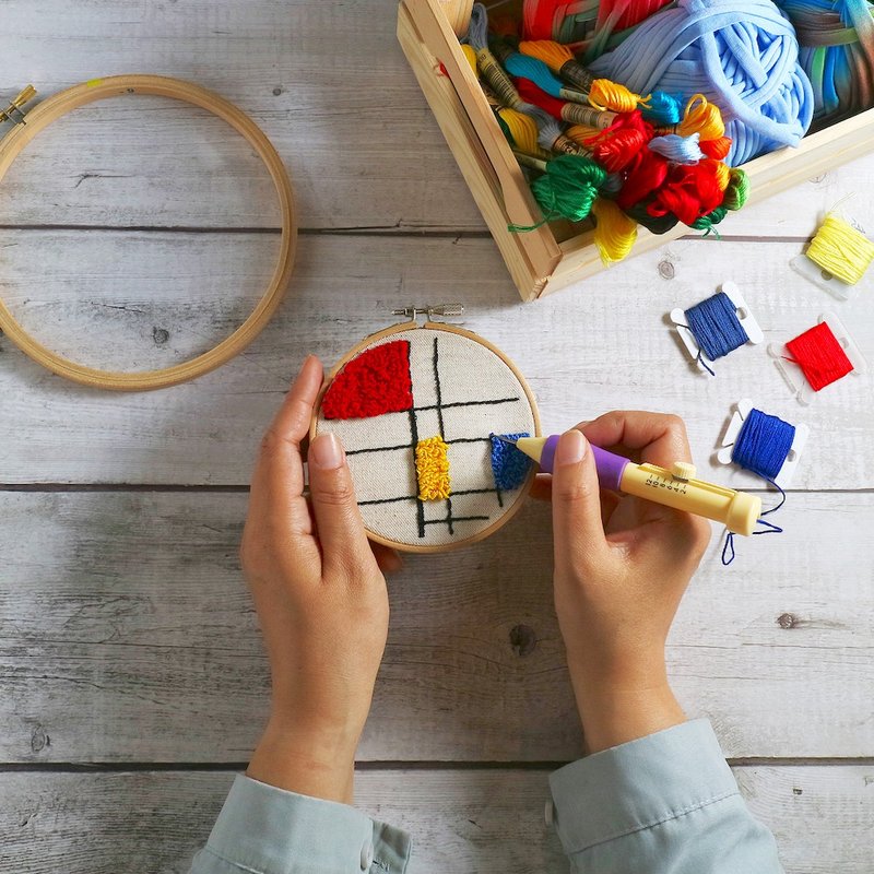 【名画与俄罗斯刺绣】蒙德里安-入门工作坊 - 编织/羊毛毡/布艺 - 棉．麻 