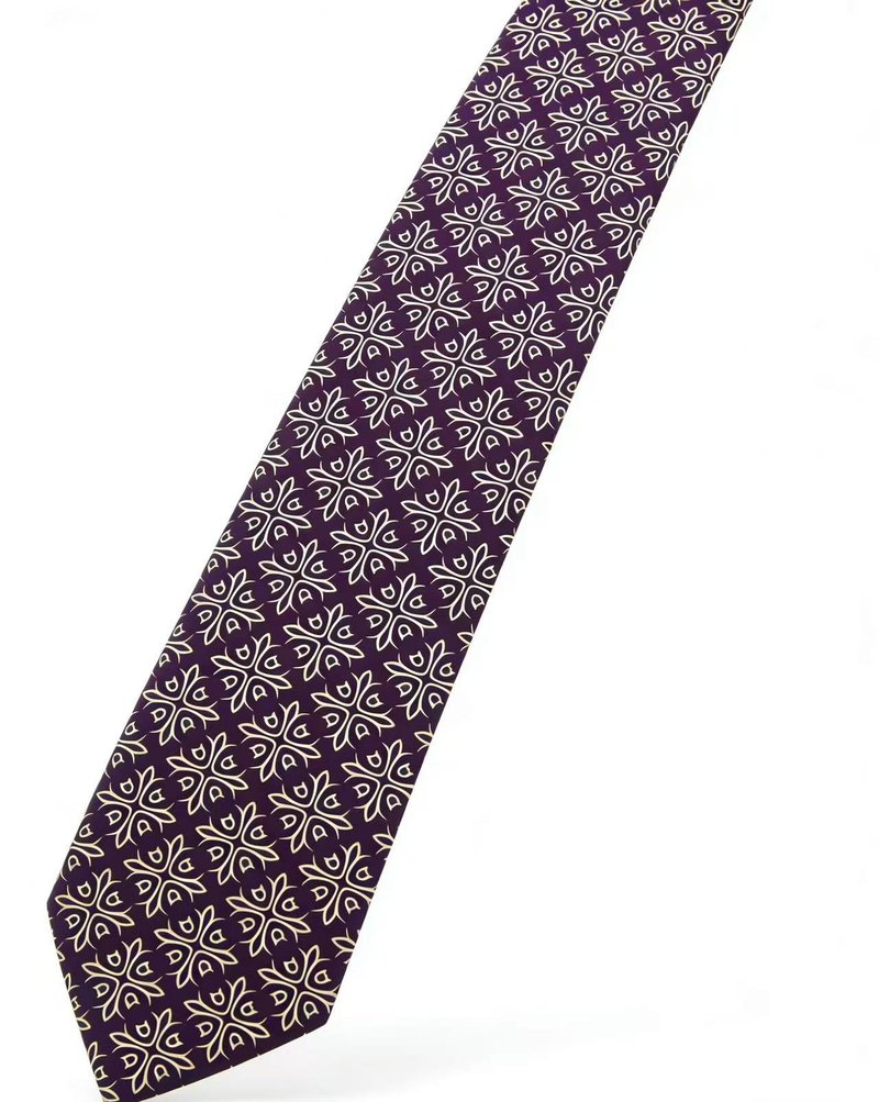 紫色花鑽紋領帶獨特設計巴羅克元素tie - 领带/领带夹 - 棉．麻 紫色